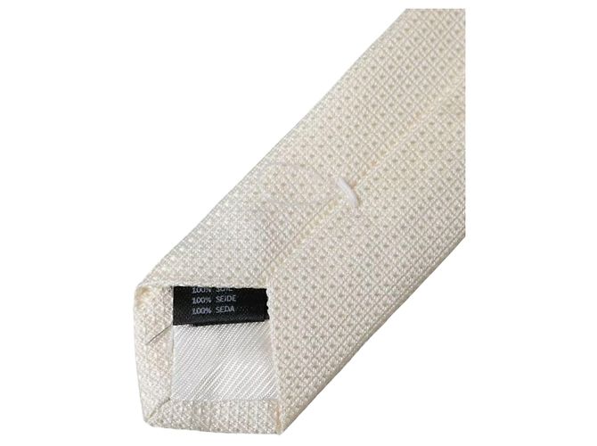 Dolce & Gabbana Off White Patterned Silk Classic Adjustable Tie