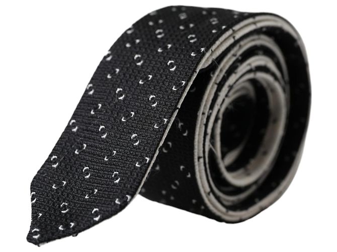 Dolce & Gabbana Black White Patterned Adjustable Tie