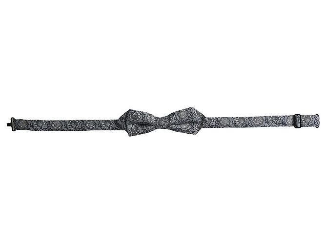 Dolce & Gabbana Gray Silk Patterned Adjustable Neck Men Bow Tie