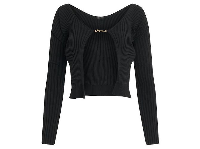 Jacquemus Strickcardigan lang schwarz