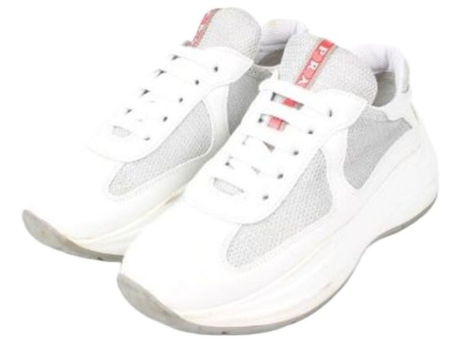 Prada America Cup Sneaker White Silver