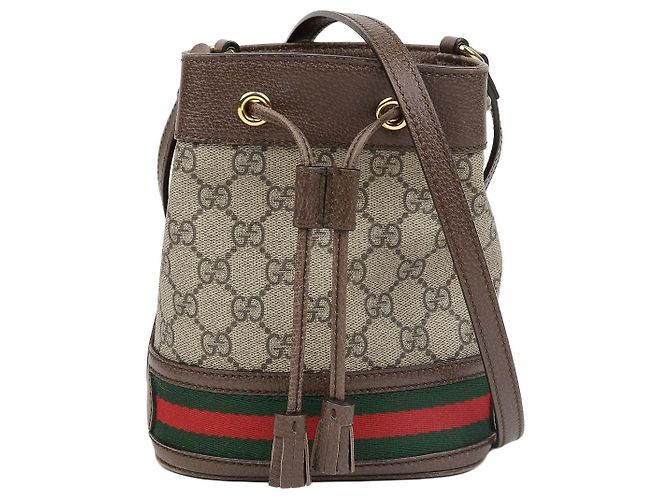 Gucci Mini Borsa Secchiello Ophidia GG Marrone