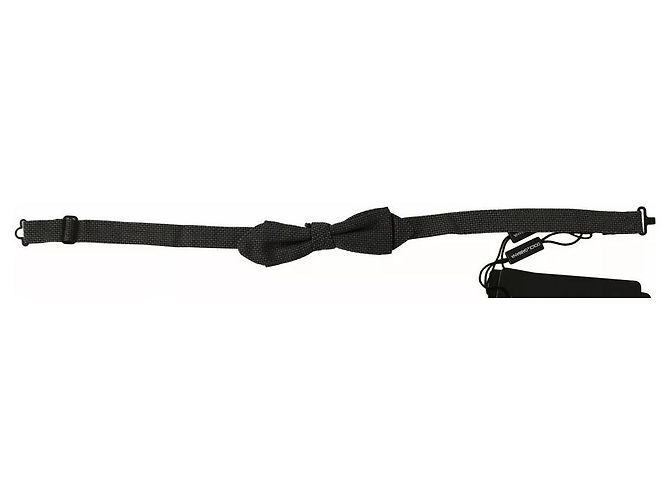Dolce & Gabbana Gray Pattern Silk Adjustable Neck Bow Tie