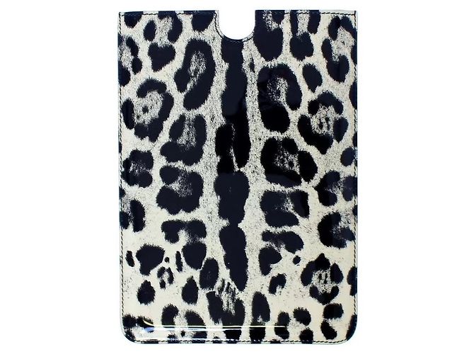 Dolce & Gabbana White Leopard Pattern Leather eBook Cover Tablet Case