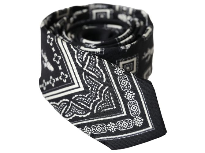 Dolce & Gabbana Black Patterned %Silk Adjustable Tie