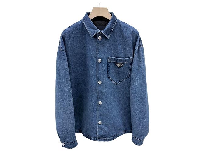 Prada Gesteppte Denimjacke mit Triangle-Logo Grade/XL]