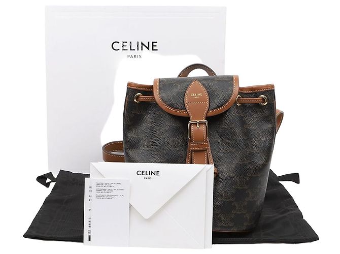 Céline Mini Triope Canvas Polco Backpack Tan