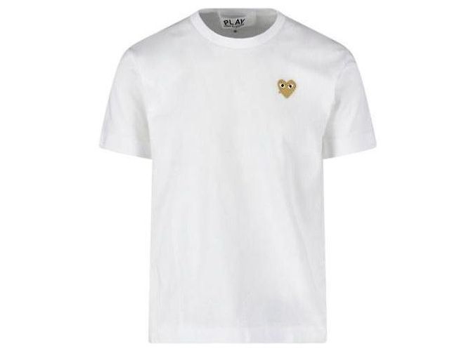 Comme Des Garcons Kurzarm-T-Shirt mit goldenem Herz-Patch