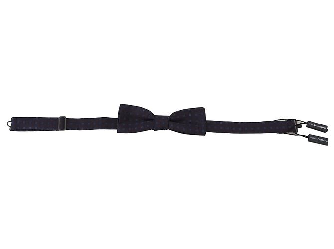 Dolce & Gabbana Blue Pattern Silk Adjustable Neck Papillon Bow Tie