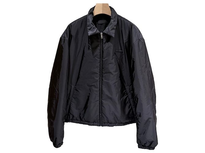 Prada Triangle Logo Nylon Bomber Jacket Black