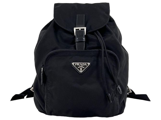 Prada Nylon Triangle Logo Backpack Black