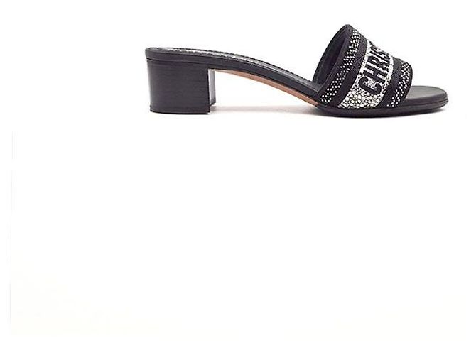 Dior Metallic Thread Strap Dway Mule Sandals