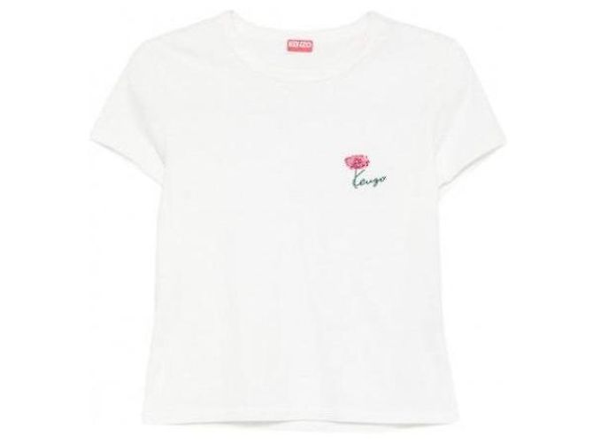 Kenzo Baumwoll-T-Shirt mit bestickter Tulpe