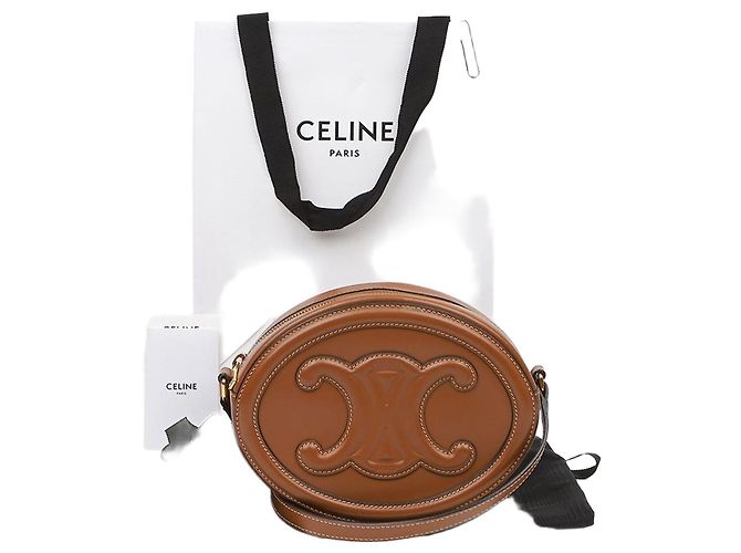 Céline Triomphe Oval Crossbody Bag Tan