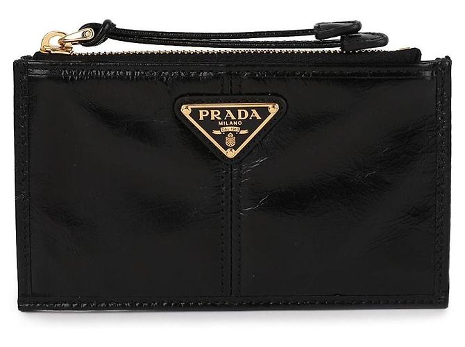 Prada Triangle Logo Zip Card Holder