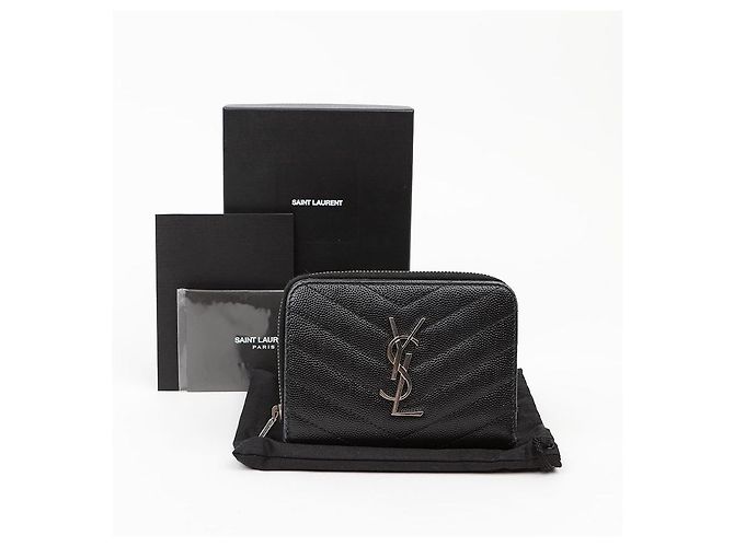 Autre Marque Cartera Compacta Zip Around Negra Plata