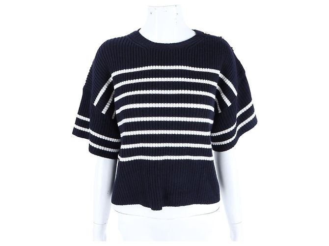 Christian Dior Kurzarm Strick Navy