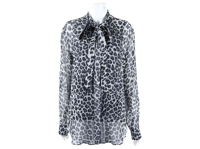 Christian Dior Seidenbluse Grau