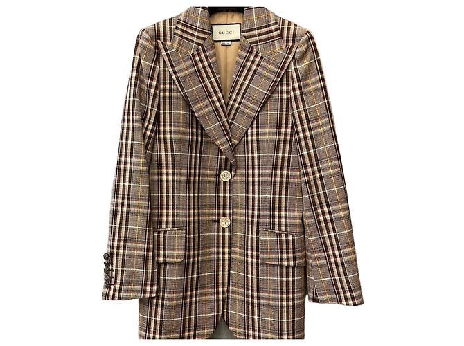 Gucci Women's Wool Check Single Blazer Jacket