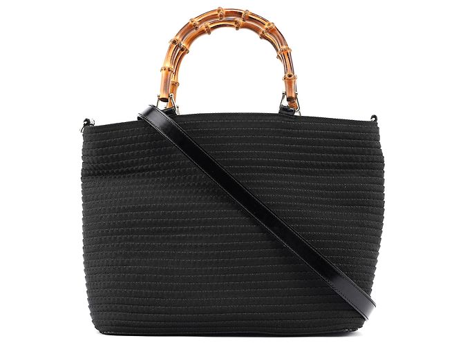 Bamboo Gucci Tote bag acolchoado de bambu preto