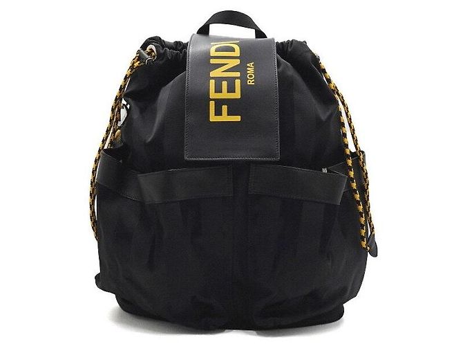 Fendi Black Stripe Drawstring Men's Backpack