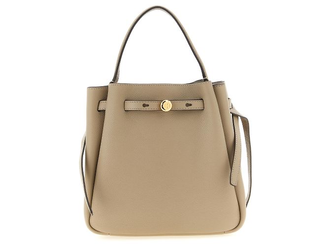 Tory Burch Bolsa de couro de vaca bege