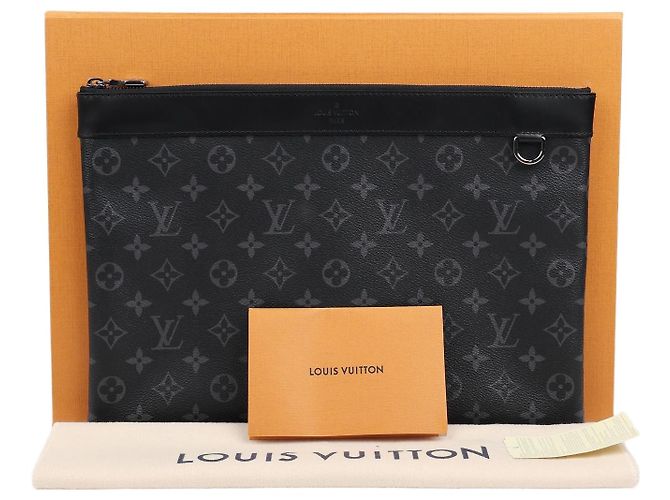 Louis Vuitton Pochette Discovery Monogram Eclipse Canvas Clutch