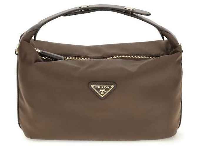 Prada Sac à main en polyamide recyclé marron