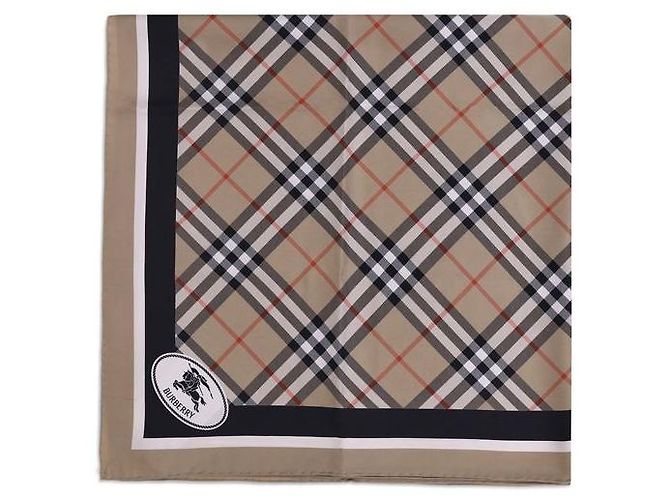 Lenço de seda Burberry Check bege