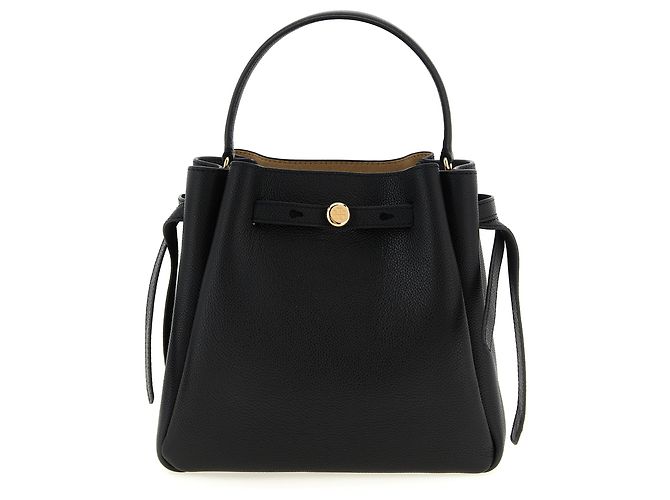 Tory Burch Bolsa de couro de vaca preta