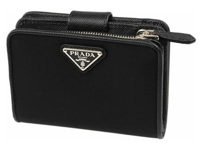 Prada Black Nylon Wallet with Leather Details