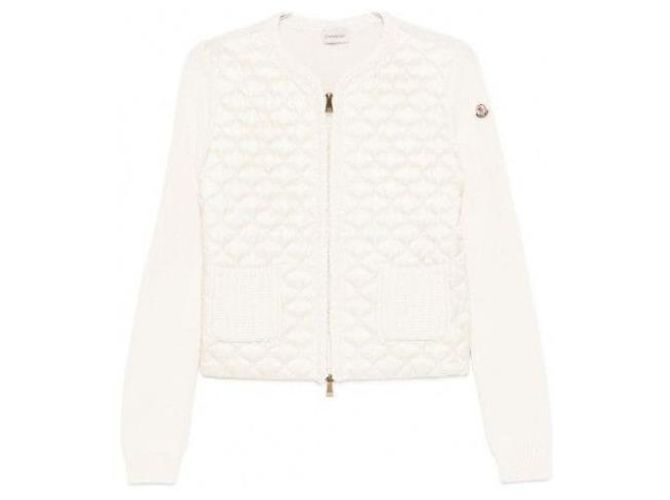 Moncler Cardigã com zíper acolchoado geométrico