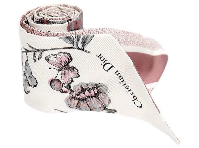 Sciarpa Dior in seta bianca e rosa