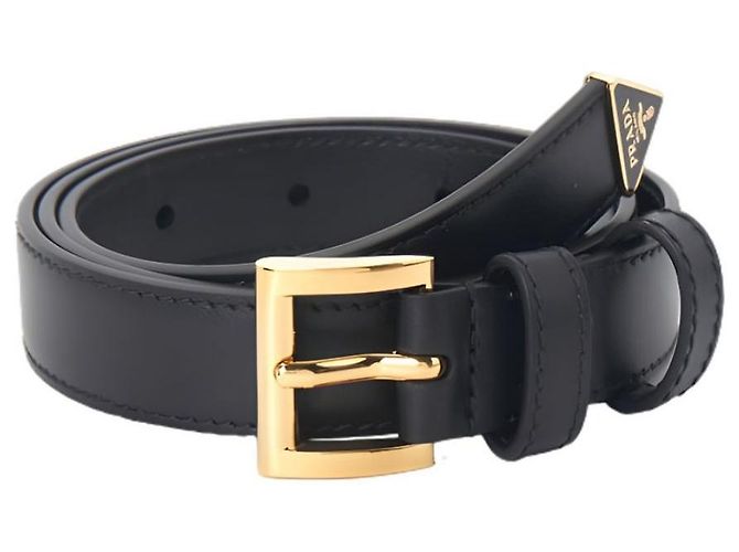 Prada Triangle Logo Belt Black Leather