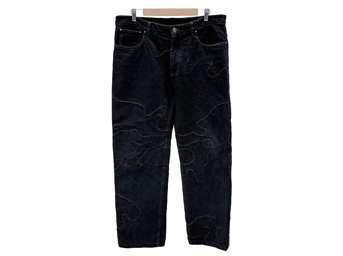 Louis Vuitton Monogram Patchwork Denim Hose Schwarz