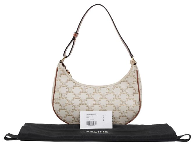 Céline Medium Triomphe Canvas Leather White
