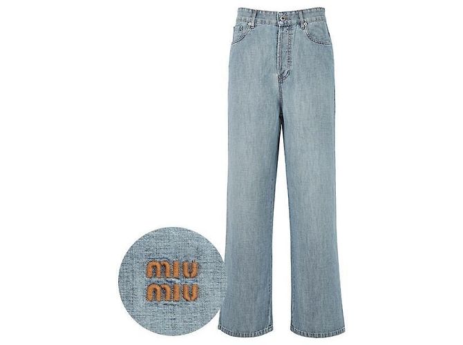 Miu Miu Light Blue Chambray Denim Pants