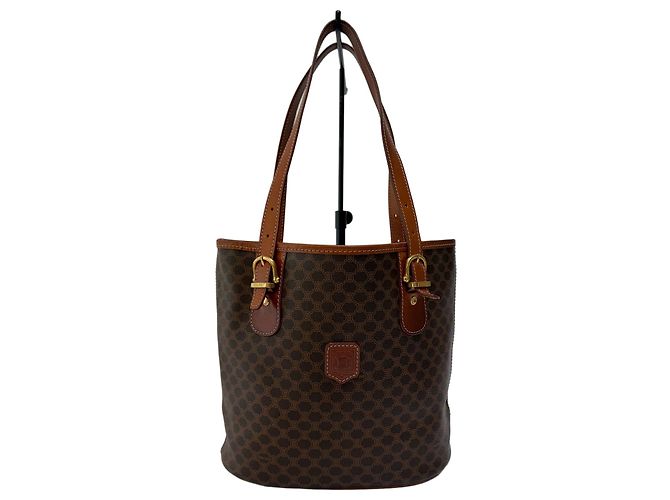 Borsa a secchiello Céline Macadam marrone pelle