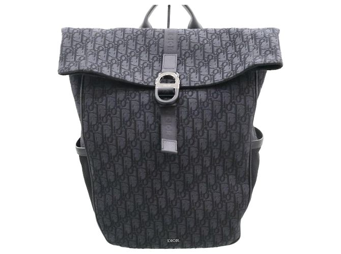 Dior Oblique Jacquard Rolltop Backpack Black