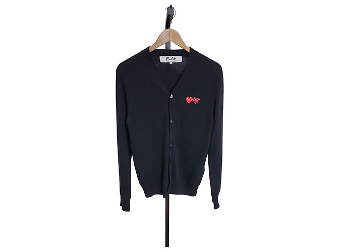 Comme Des Garcons Herren-Cardigan Schwarz Double Wool