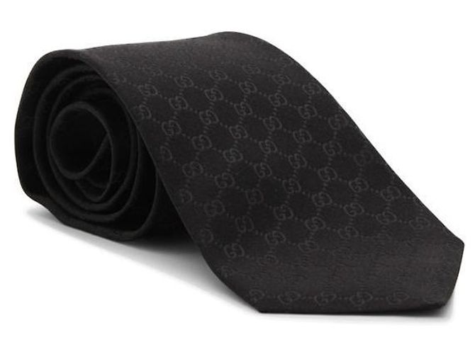 Gucci Silk Tie Black with GG Pattern