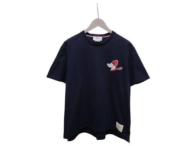 Thom Browne Navy Hector Patch Baumwoll-T-Shirt