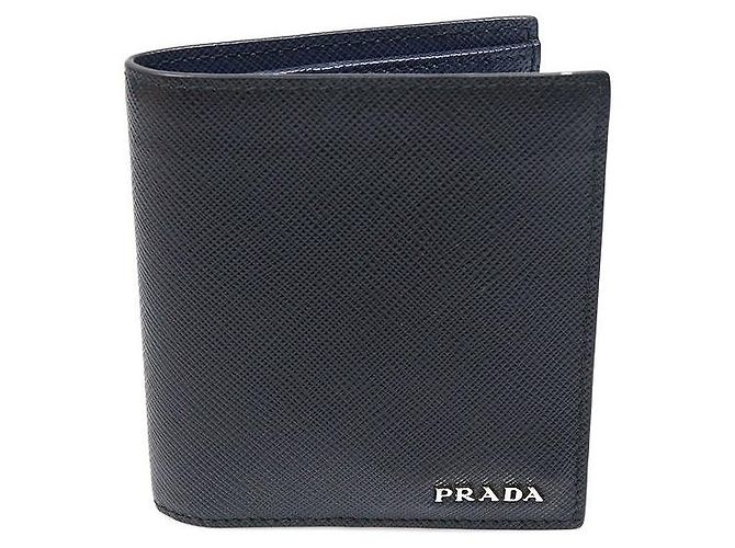 Prada Black Saffiano Leather Logo Wallet