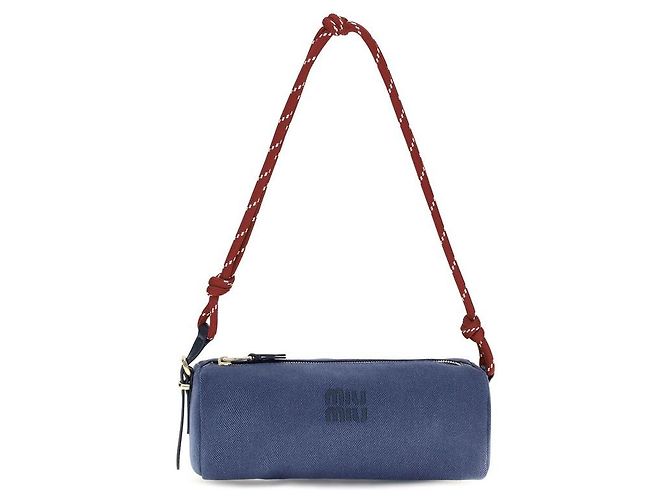 Miu Miu Bolsa de ombro em algodão azul
