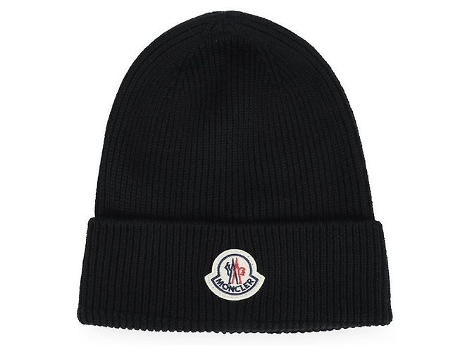 Moncler Gorro de lã com patch de logo