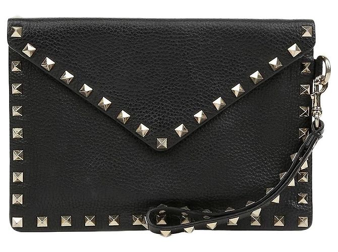 Valentino Clutch Rockstud Envelope Strap Black