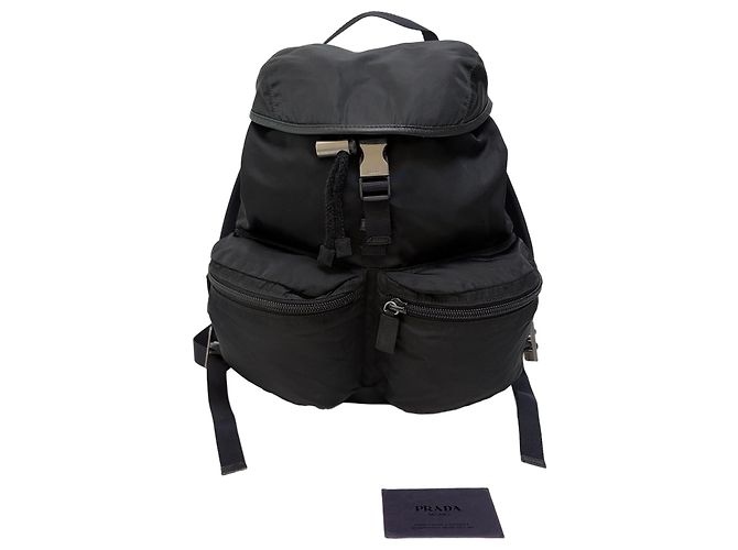 Prada Nylon One Buckle Backpack Medium Black Unisex