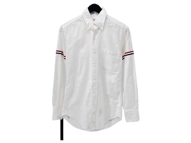 Thom Browne Camisa de algodón con brazaletes Blanco