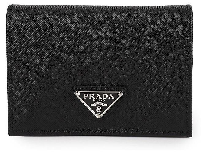 Prada Saffiano Triangle Logo Compact Wallet