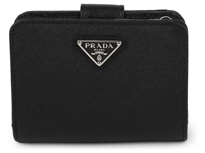 Prada Saffiano Triangle Logo Card Wallet